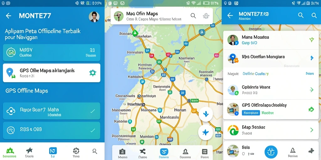 Tampilan antarmuka MONTE77 dengan navigasi peta offline yang jelas.