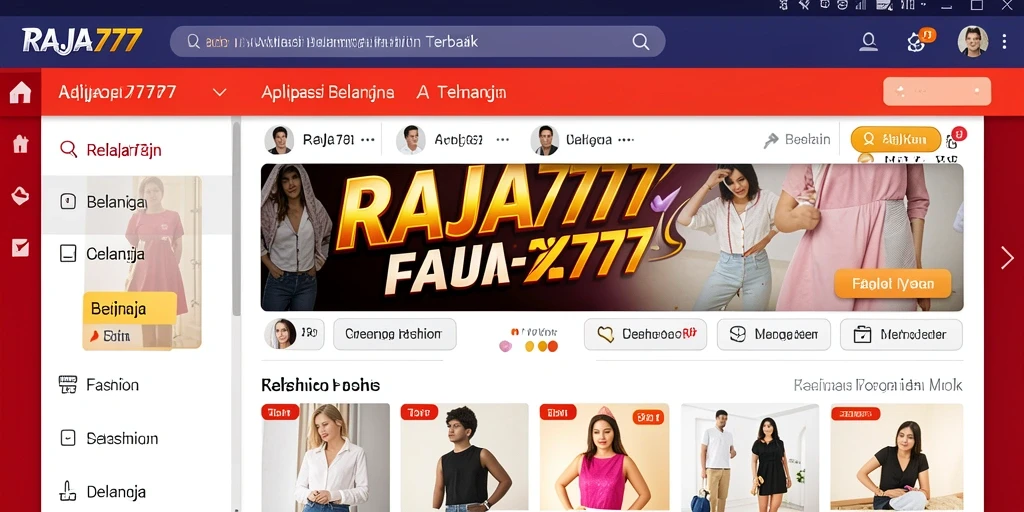 Screenshot antarmuka aplikasi RAJA777 yang menampilkan pilihan fashion.