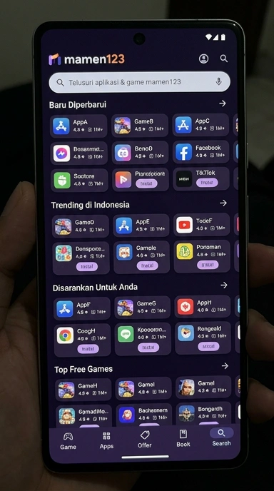 Tampilan katalog aplikasi mamen123